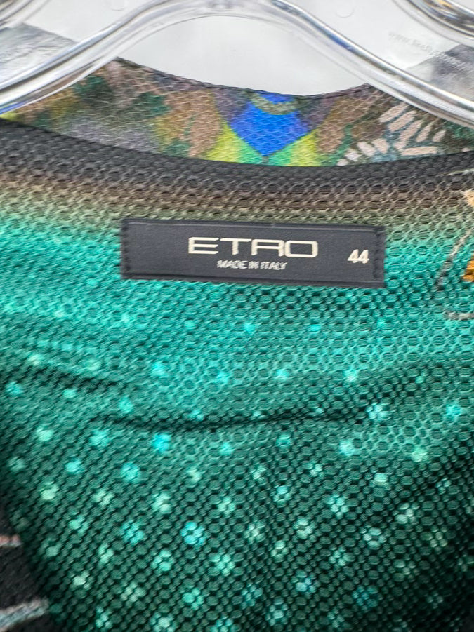 ETRO Size 44 Green & Black Print Dress