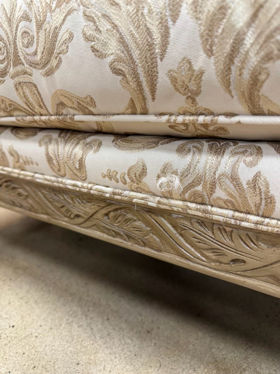 HENREDON Wood Cream Chair & Ottoman