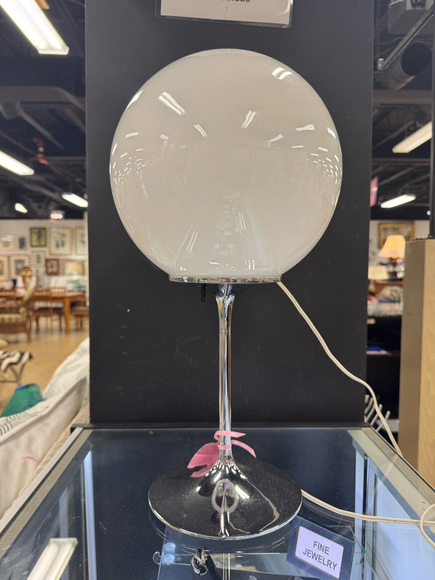 STEMLITE BY DESIGN White & Silver Danish Modern Globe Lamp