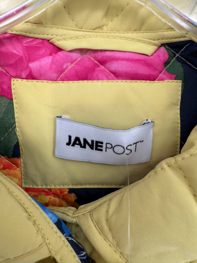 JANE POST Size M Canary Quilted Floral Jacket