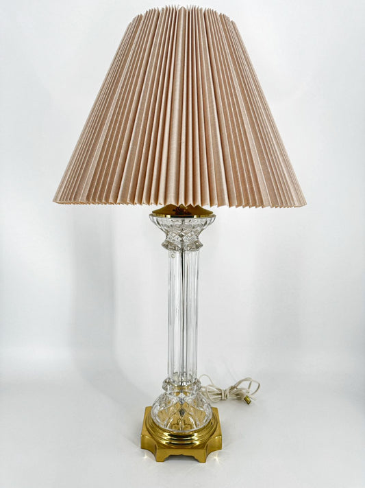 Crystal & Brass Column Lamp