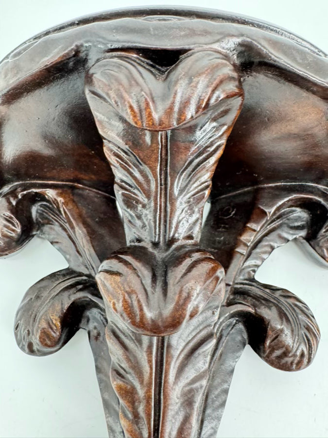 Brown & Gold Resin Pair of Wall Brackets
