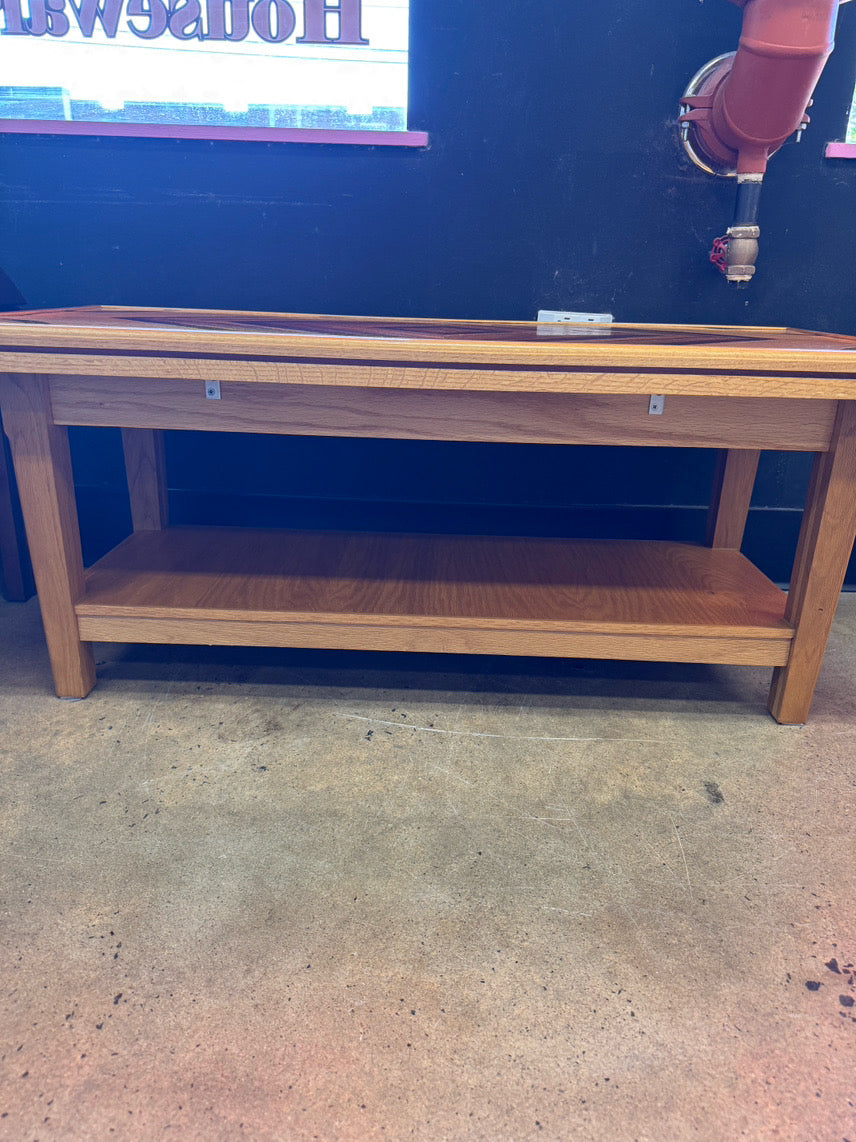 Light Oak w/ Dark Wood Inlay Handmade Coffee Table