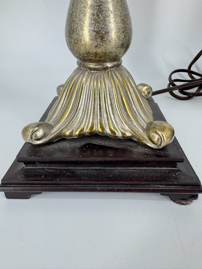 Brushed Silver Resin Pair of Buffet Lamps
