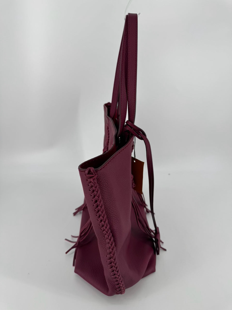 TODS Wine Leather Tassel Tote NWT