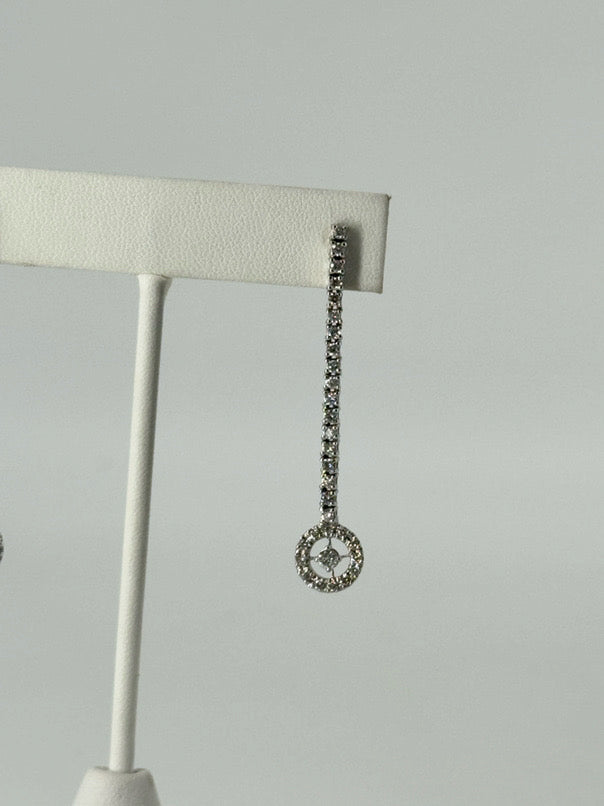 14K White Gold Diamond Dangle Earrings