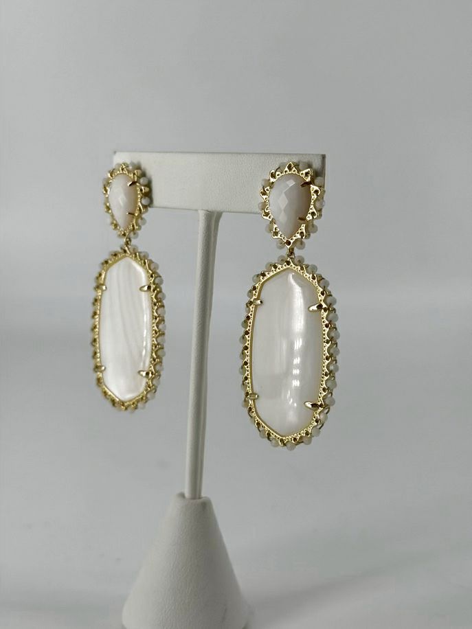 KENDRA SCOTT Gold Tone White Stone Earrings