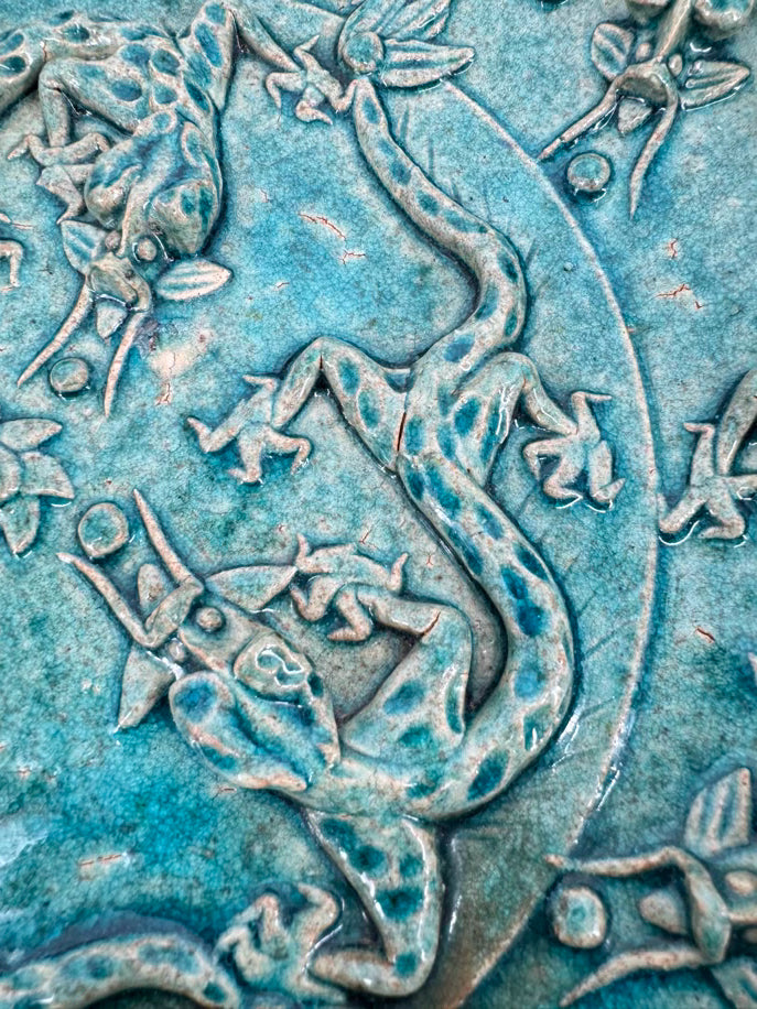 Teal Dragon Ceramic Decorative Plate