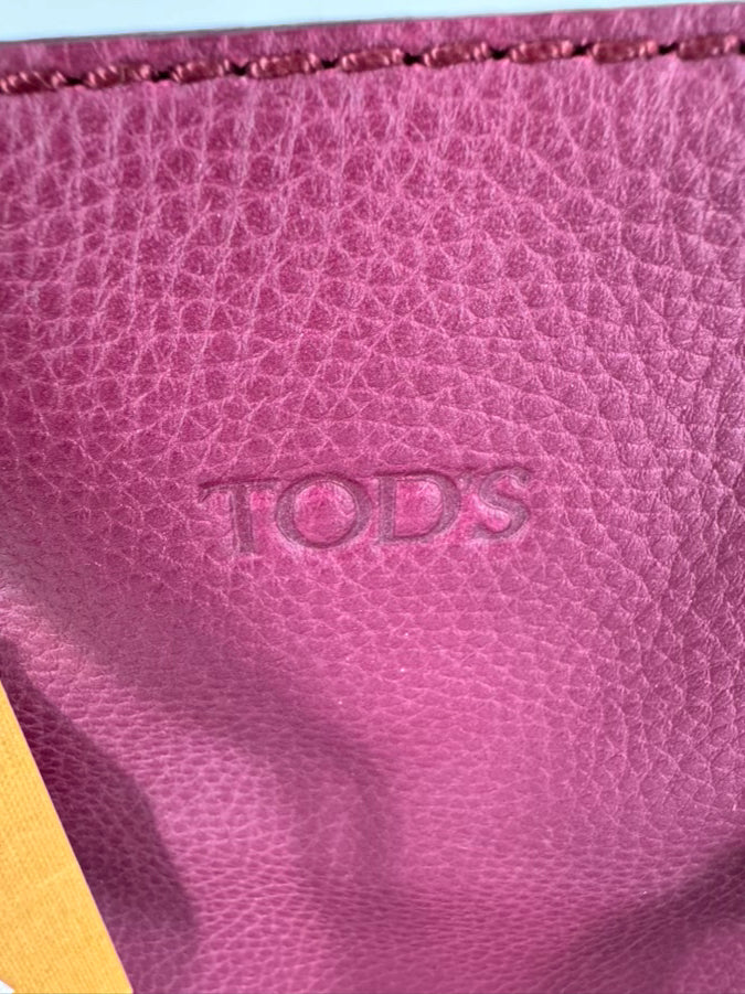 TODS Wine Leather Tassel Tote NWT