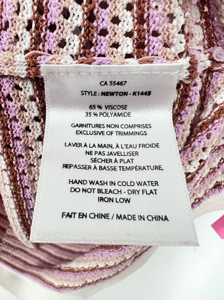 MELISSA NEPTON Size M Lavender & Cream Mesh Knit Top