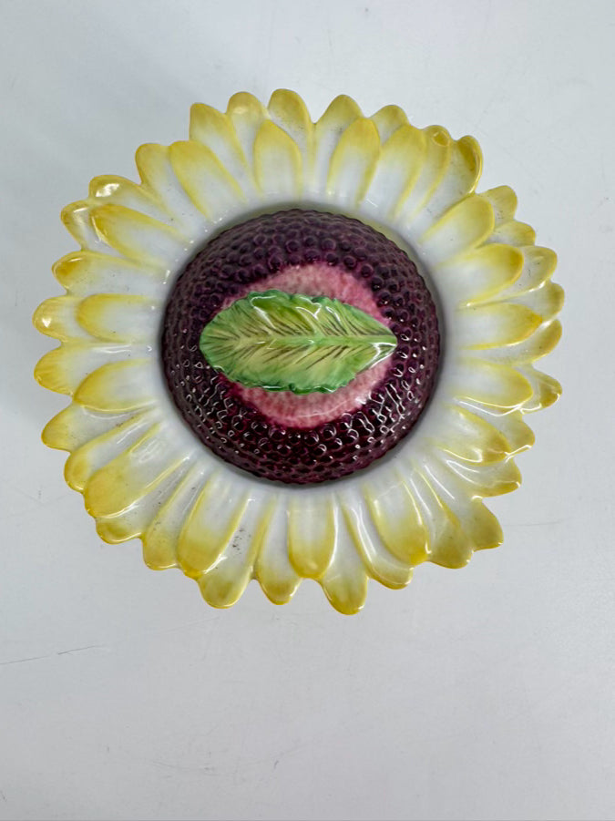 CHELSEA HOUSE Green & Yellow Porcelain Sunflower Dish w/ Lid
