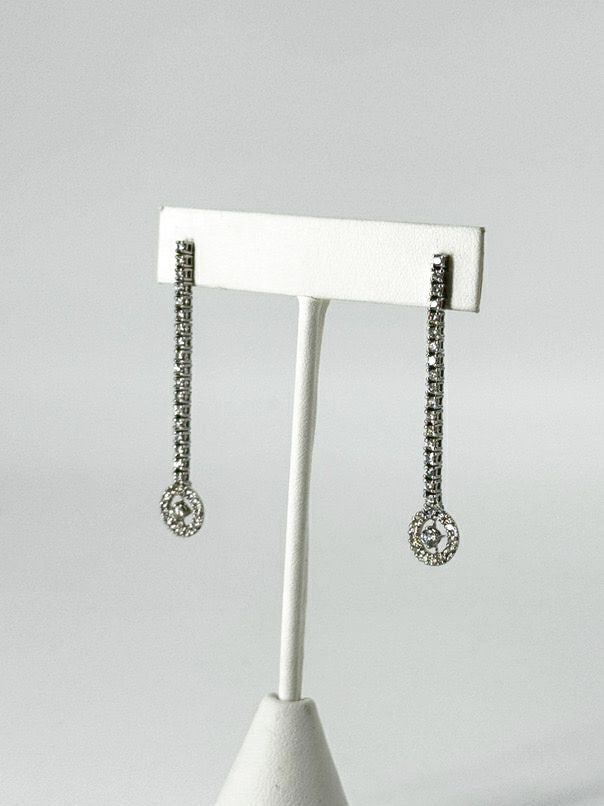 14K White Gold Diamond Dangle Earrings