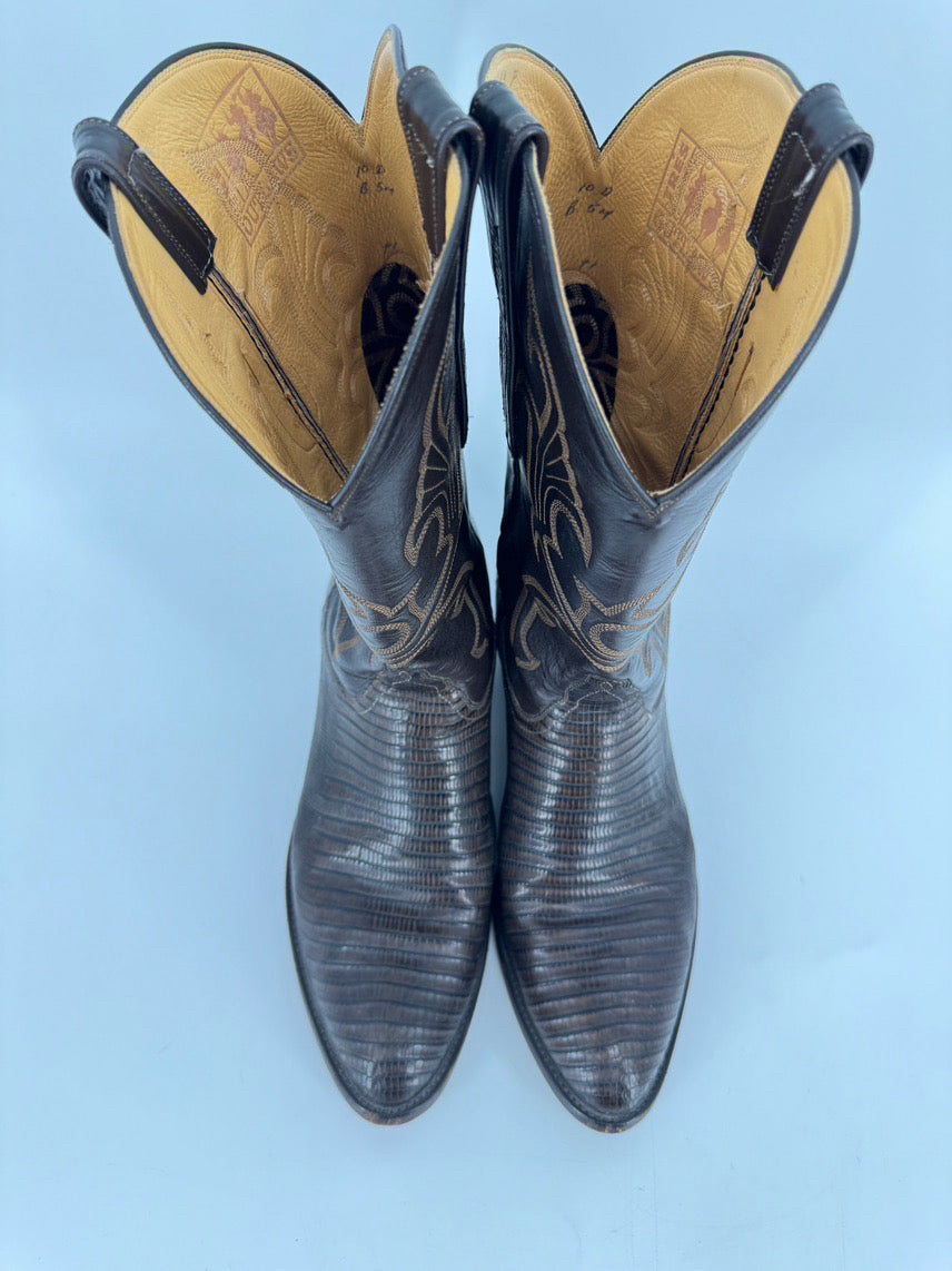 TRES OUTLAWS Size 10 Dark Brown Leather Cowboy Boots