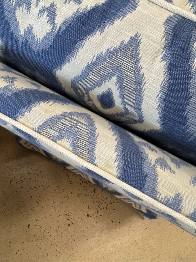 Blue & White Geometric Club Chair & Ottoman