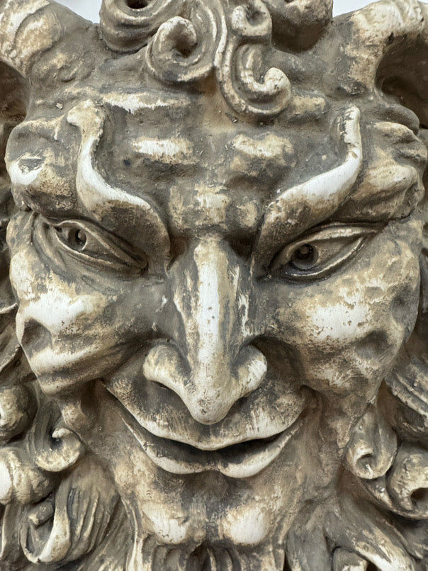 Plaster Grinning Man Wall Hanging Statuary