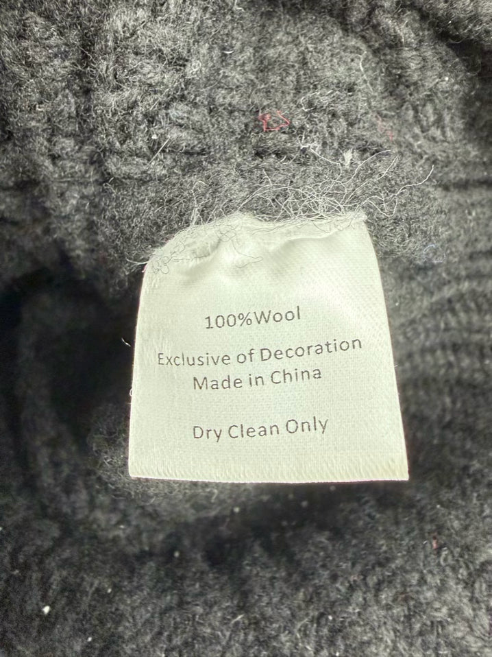 CLARE V. Wmn's Size M Black Wool Pom Pom Sweater