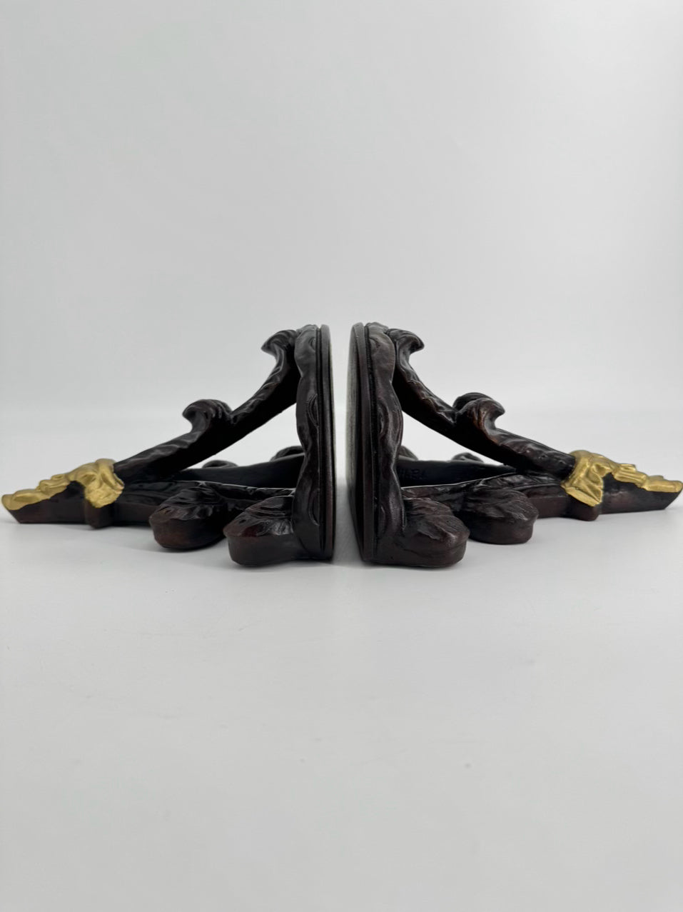 Brown & Gold Resin Pair of Wall Brackets