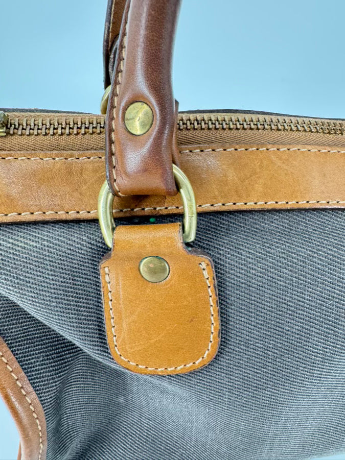 THE ORIGINAL GHURKA BAG Taupe & Brown Leather & Canvas Purse