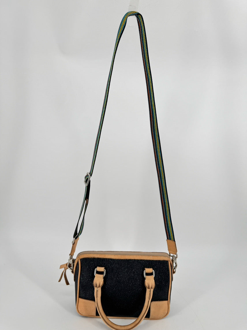 CONSUELA Gray Sparkle Leather Crossbody Purse