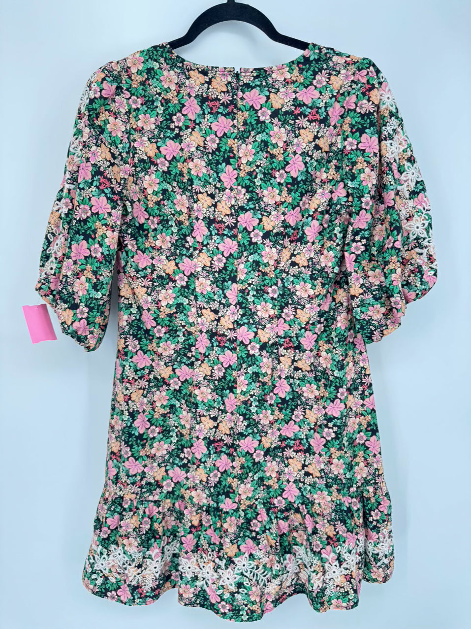 JOHNNY WAS Size S Green & Pink Floral Embroidered Rebekah Poplin Mini Dress NWT
