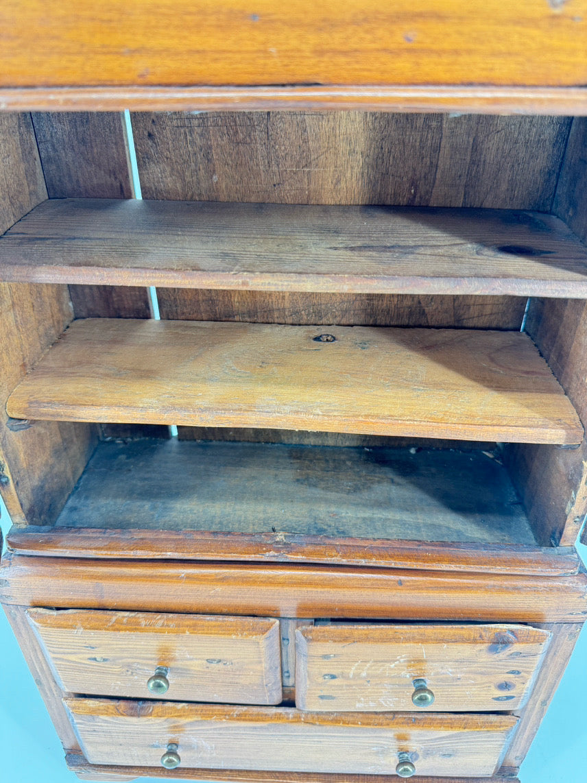 Pine Miniature Glass-Front Cabinet