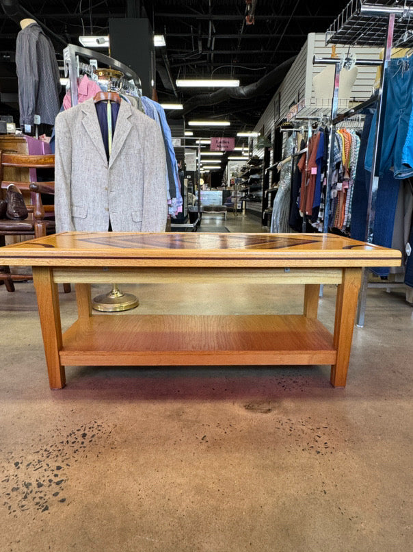 Light Oak w/ Dark Wood Inlay Handmade Coffee Table