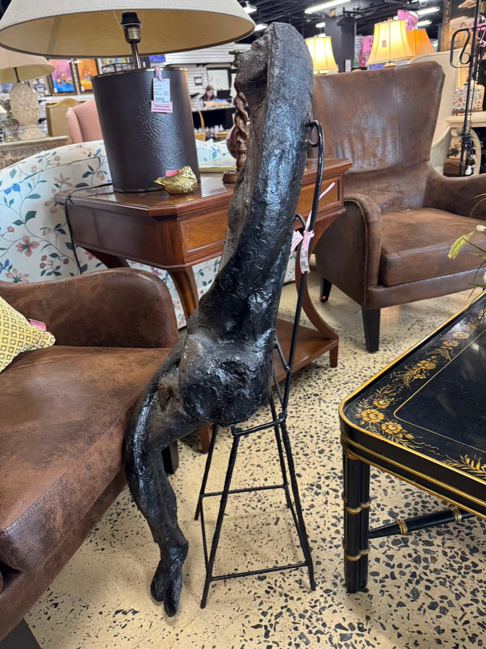 Brown Molded Plastic Woman in Chair Figure