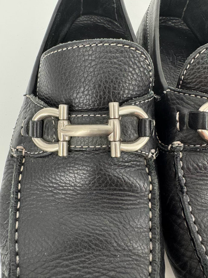 SALVATORE FERRAGAMO Size 9 Black Leather Horsebit Loafers