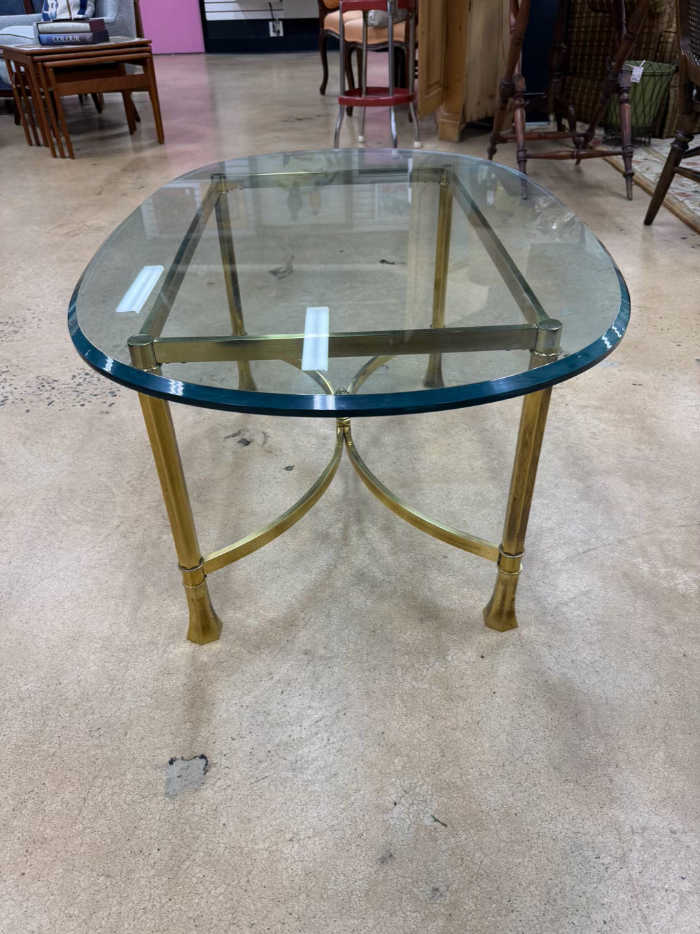 Brass & Glass Oval Coffee Table