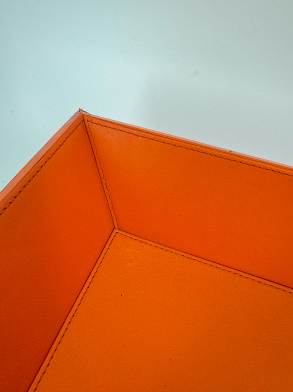 WILLIAMS SONOMA Orange Leather Tray