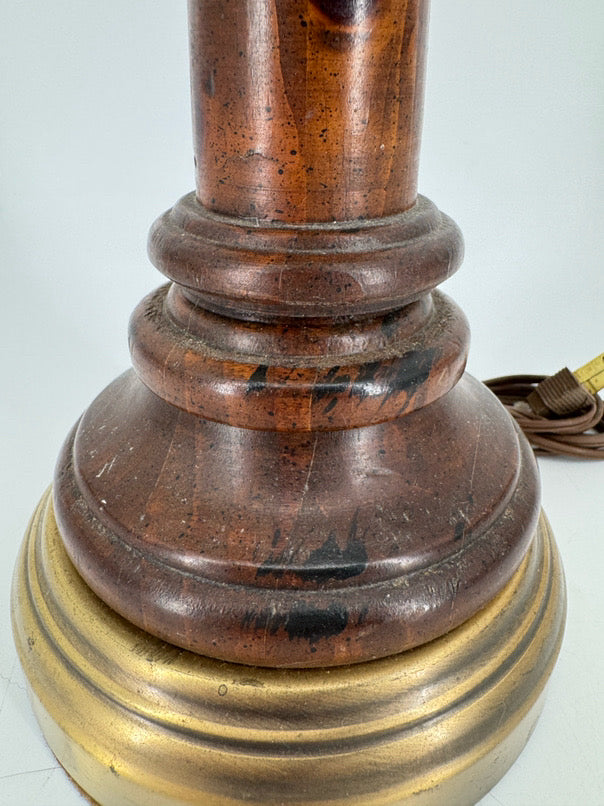 VINTAGE Wood & Brass Pair of Lamps