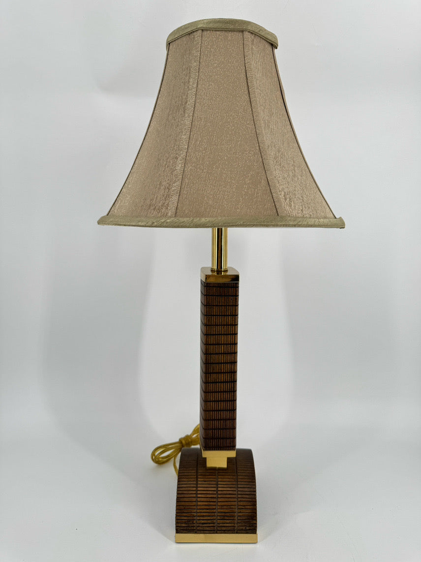 Brown Brass & Resin Arched Bottom Lamp