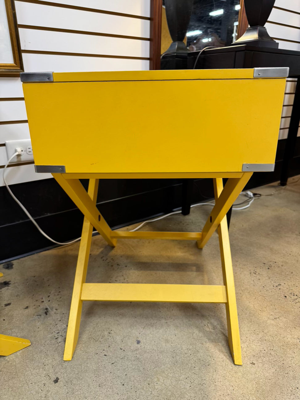 Yellow Wood End Table