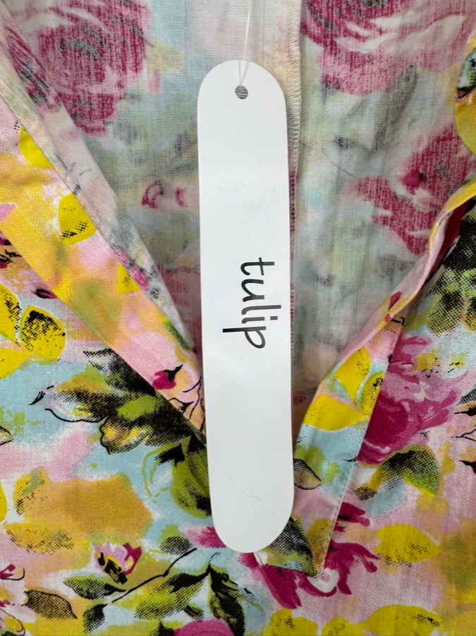 TULIP Size XL Pink & Yellow Floral Dress NWT