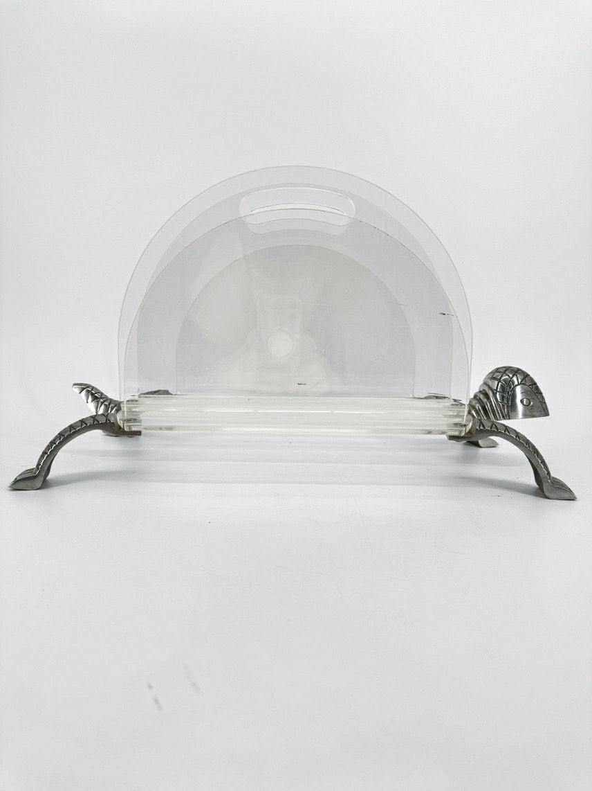 Lucite & Silver Tone Turtle Magazine Rack