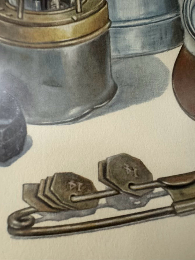 C. DON ENSOR "Coal Miners Gear" Print in Silver Frame