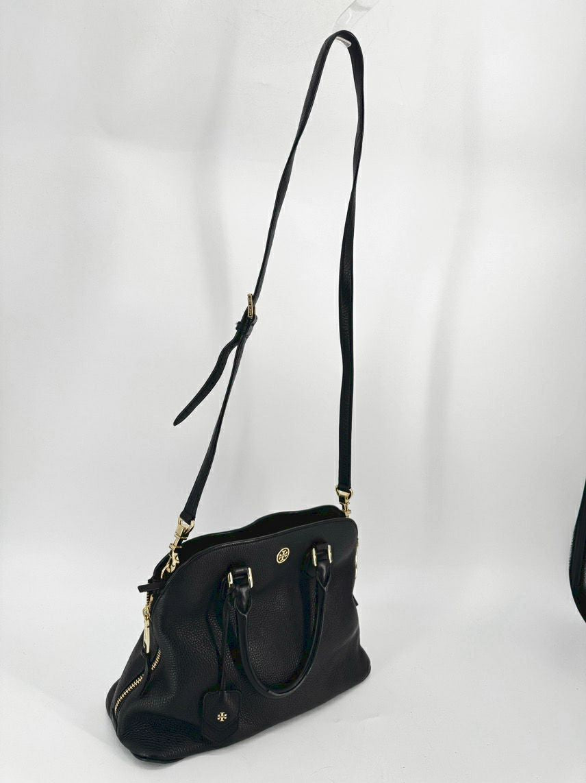 TORY BURCH Black Leather Tote Bag