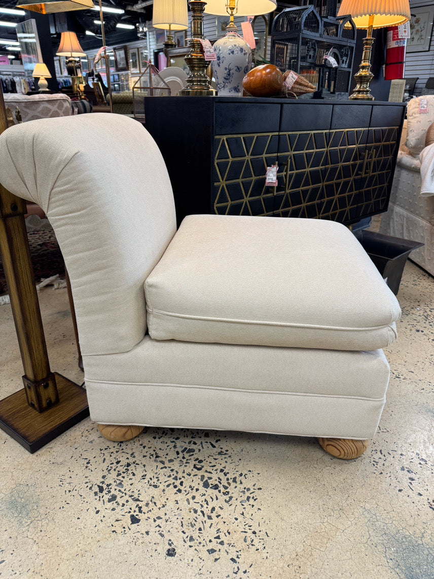 Cream Slipper Chair w/ Bun Feet