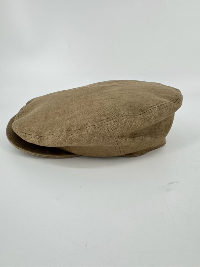 RALPH LAUREN PURPLE LABEL Gold & Brown Textile Newsboy Hat NWT