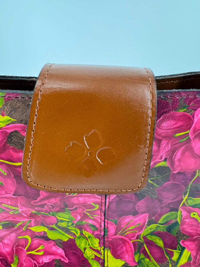 PATRICIA NASH Pink & Green Leather Floral Purse
