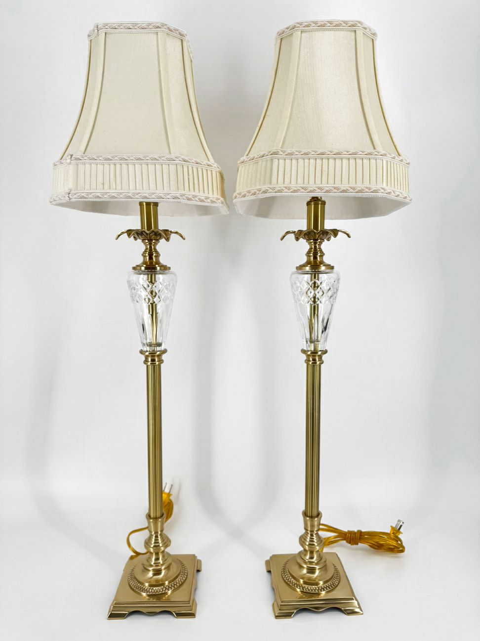 BOMBAY Brass & Glass Pair of Buffet Lamps