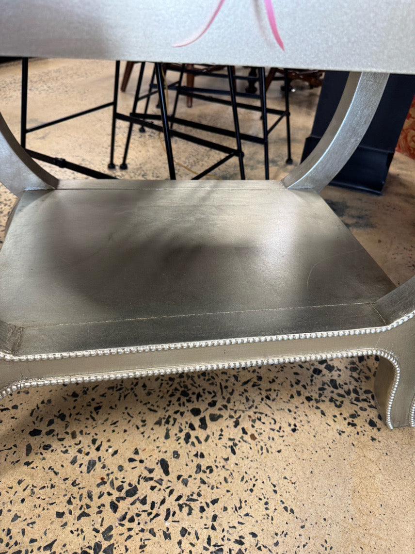 PIER 1 Silver Wood Beaded-Look End Table