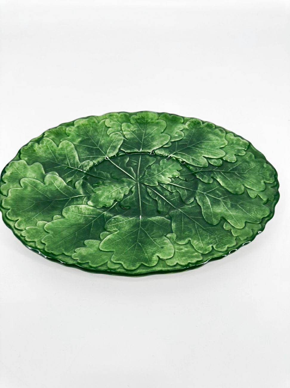 VIETRI Green Oak Leaf Design Oval Platter