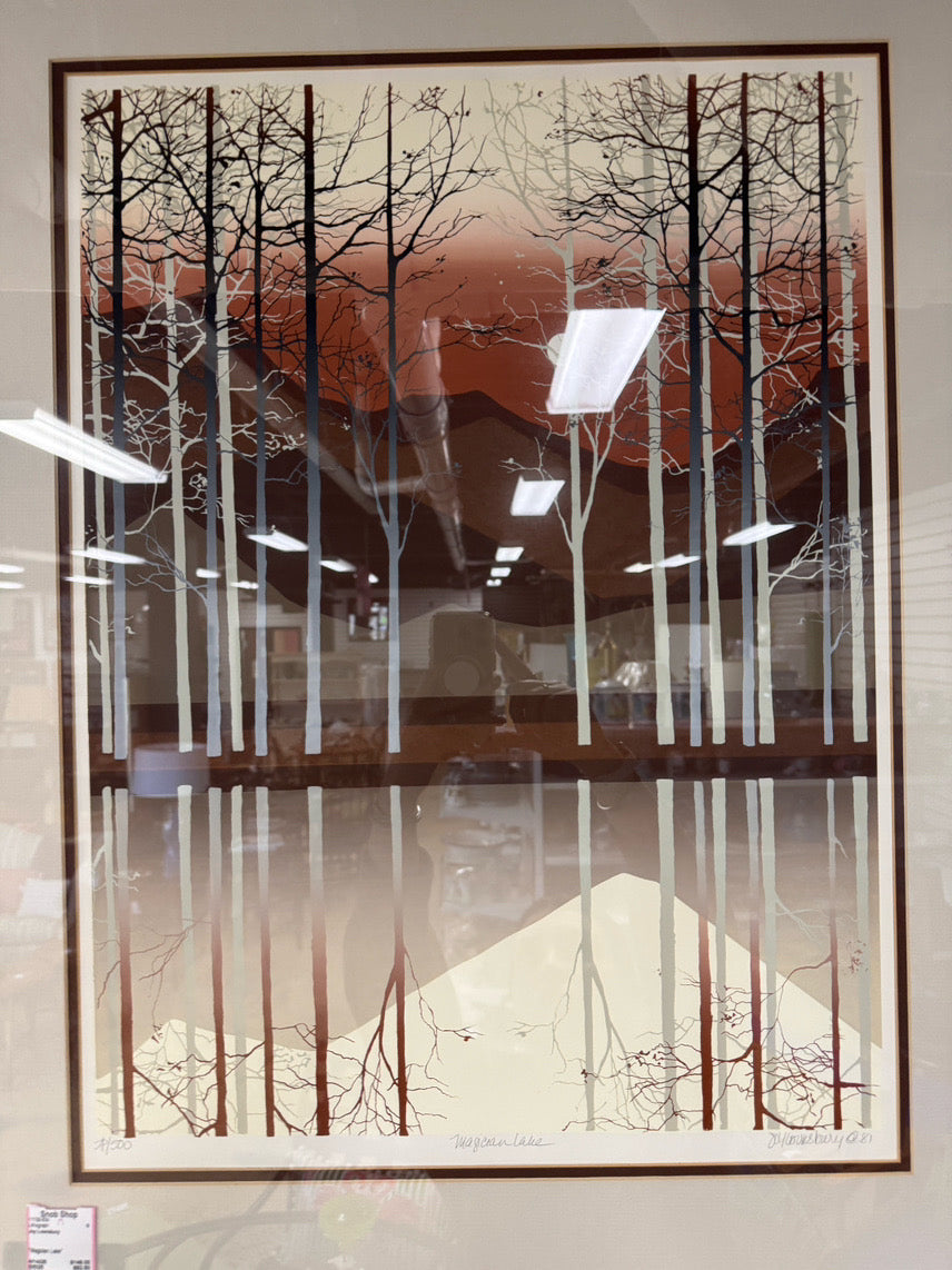 JOY LOWISBURY "Magician Lake" Lithograph in Gold Frame