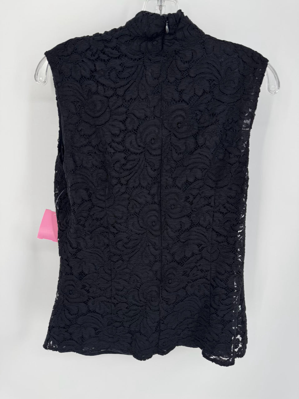 ST JOHN Size 12 Black Lace Sleeveless Top