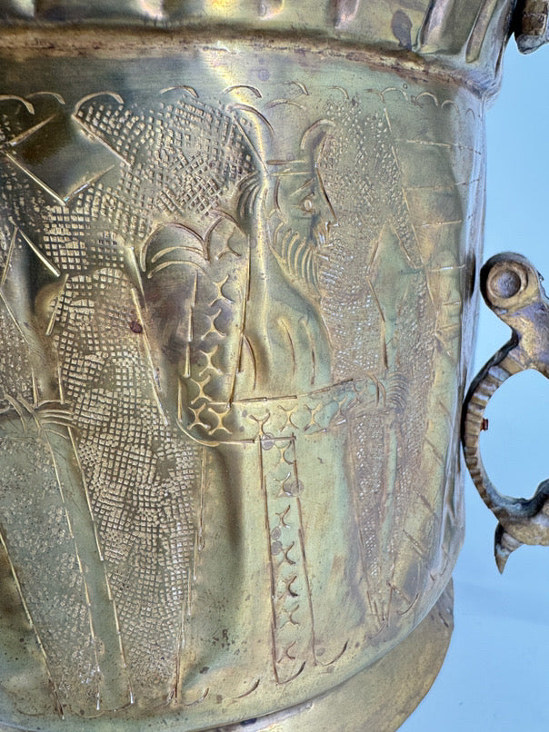 VINTAGE Brass Etched Planter
