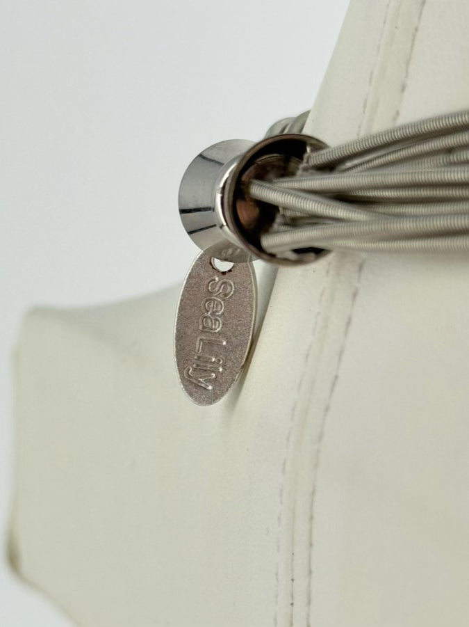 SEA LILY Multistrand Piano Wire & Pearl Magnetic Closure Necklace