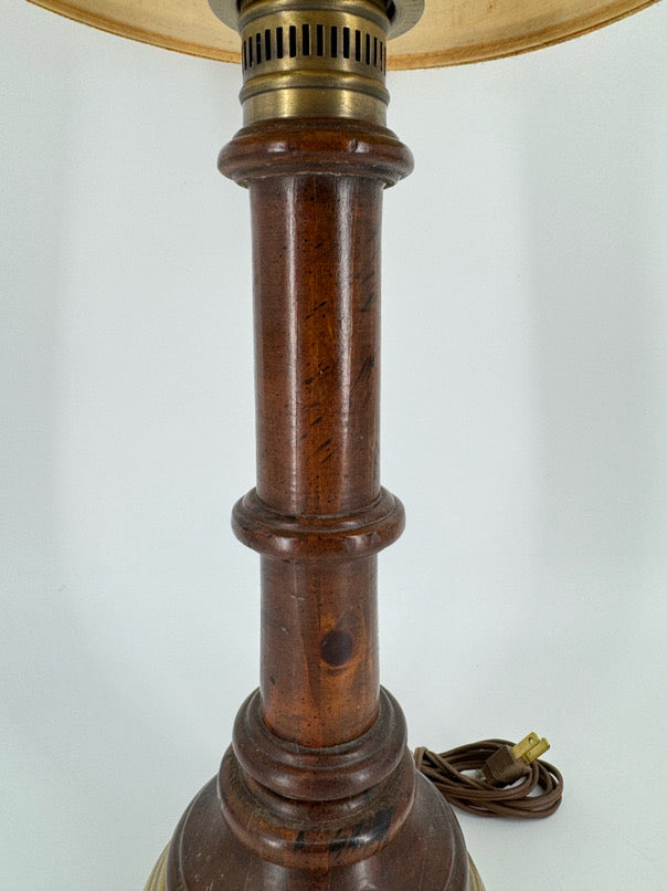 VINTAGE Wood & Brass Pair of Lamps