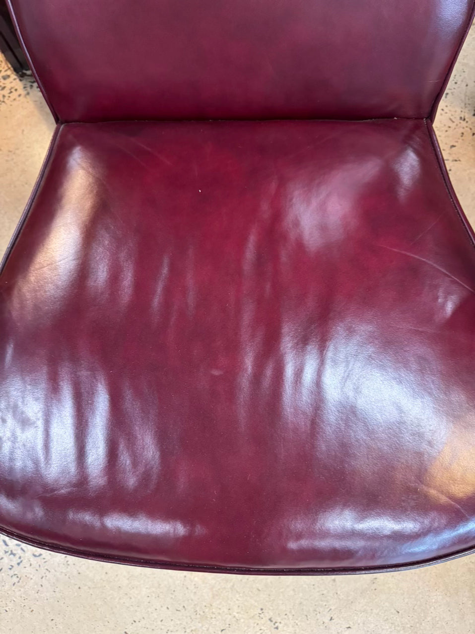 HICKORY CHAIR Wine Leather Queen Ann Nailhead Chair