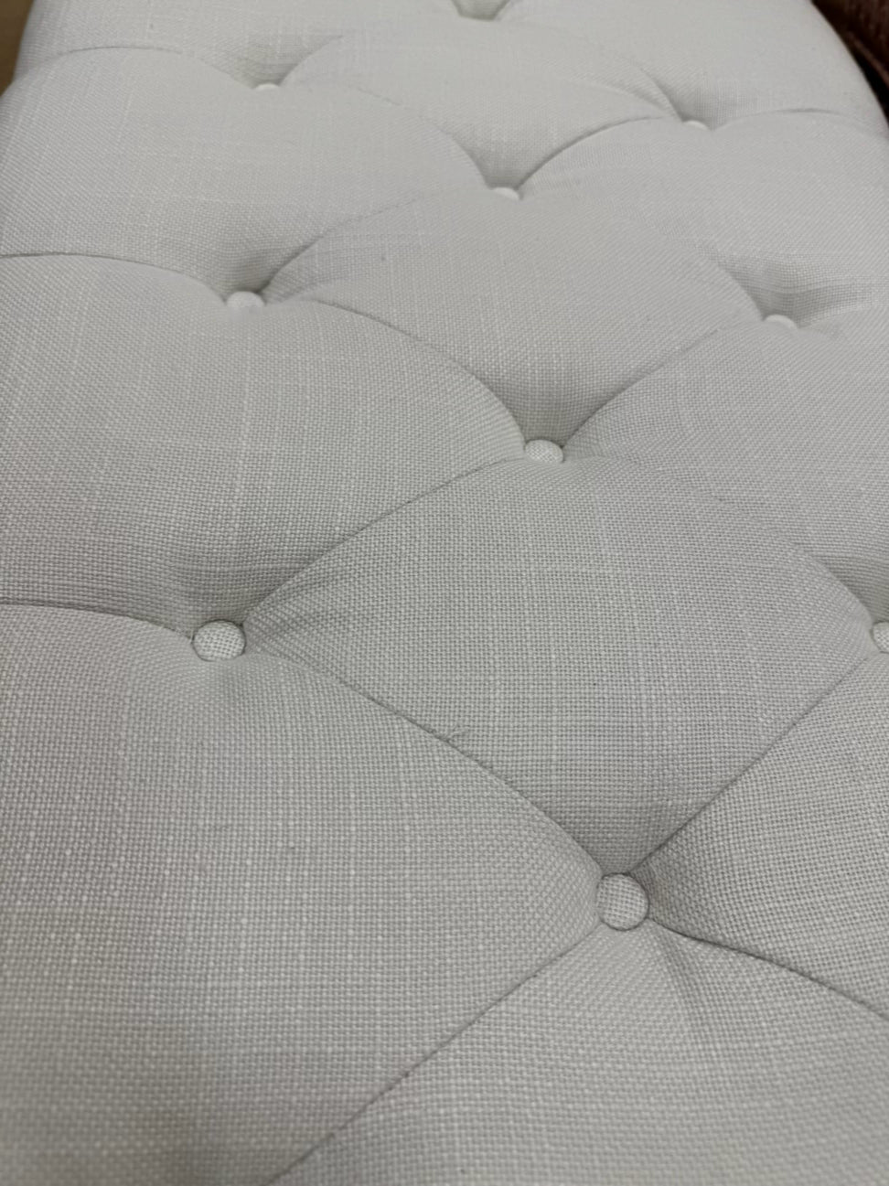 Green Painted Wood Ivory Tufted Bench